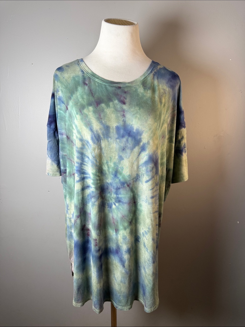 Tie-Dye Relaxed Short Sleeve Tee - Green & Blue